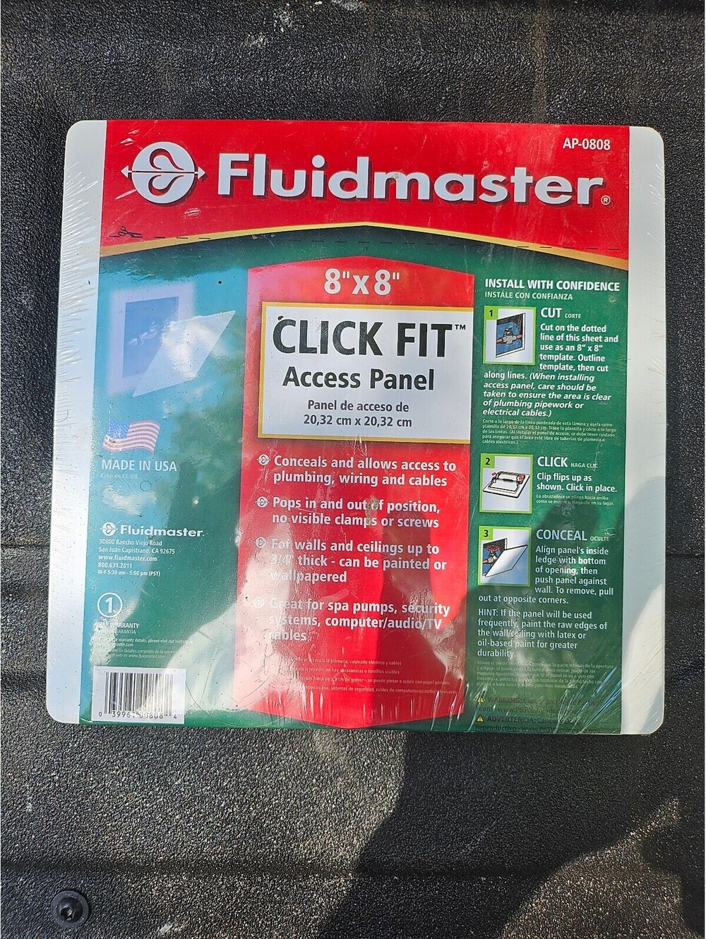 NEW - Fluidmaster Click Fit Access Panel Pops in and Out 8X8 NEVER USED